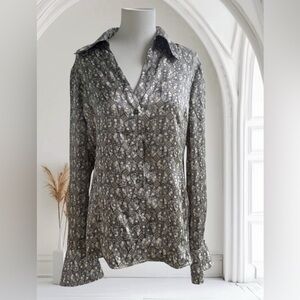 100% Silk Jones New York Long Sleeve Blouse SZ 10